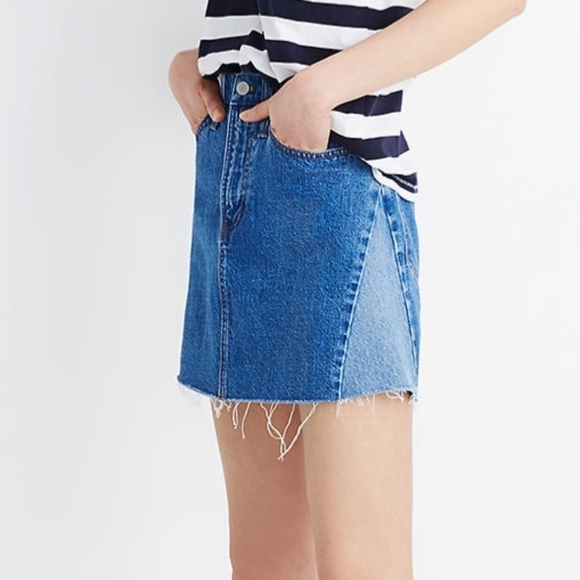 Madewell Dresses & Skirts - Madewell Denim A-Line Mini Skirt: Pieced Edition Women's Size 32 Size 14